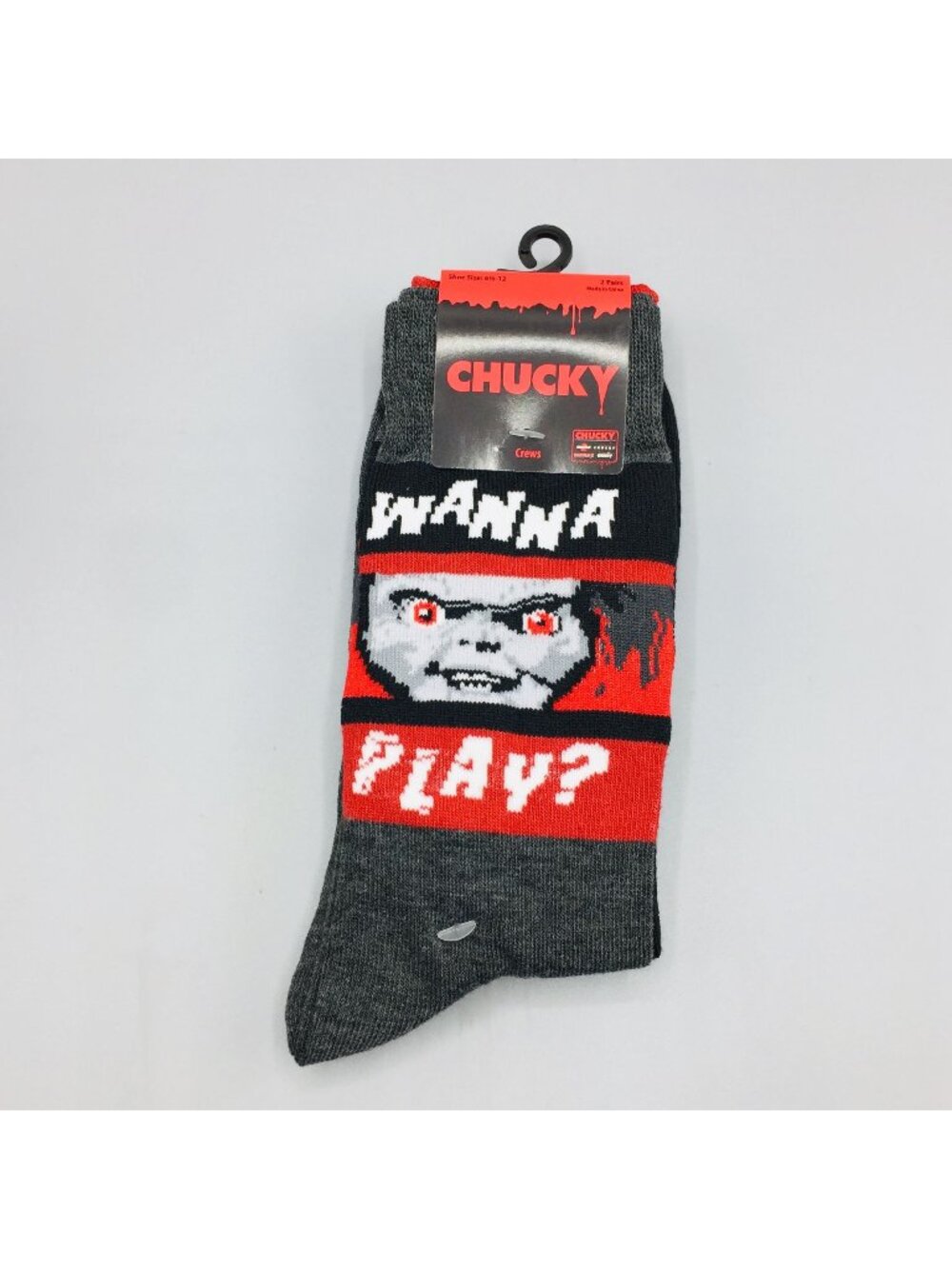 Chucky WANNA PLAY Men's Crew Socks Shoe Size 6 1/2-12 Set of 2